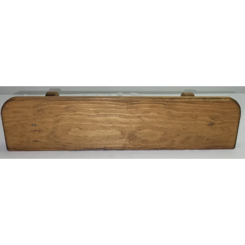 Vintage Wooden Heart Wall Shelf Towel Bar Medium Brown Country Farmhouse Rustic